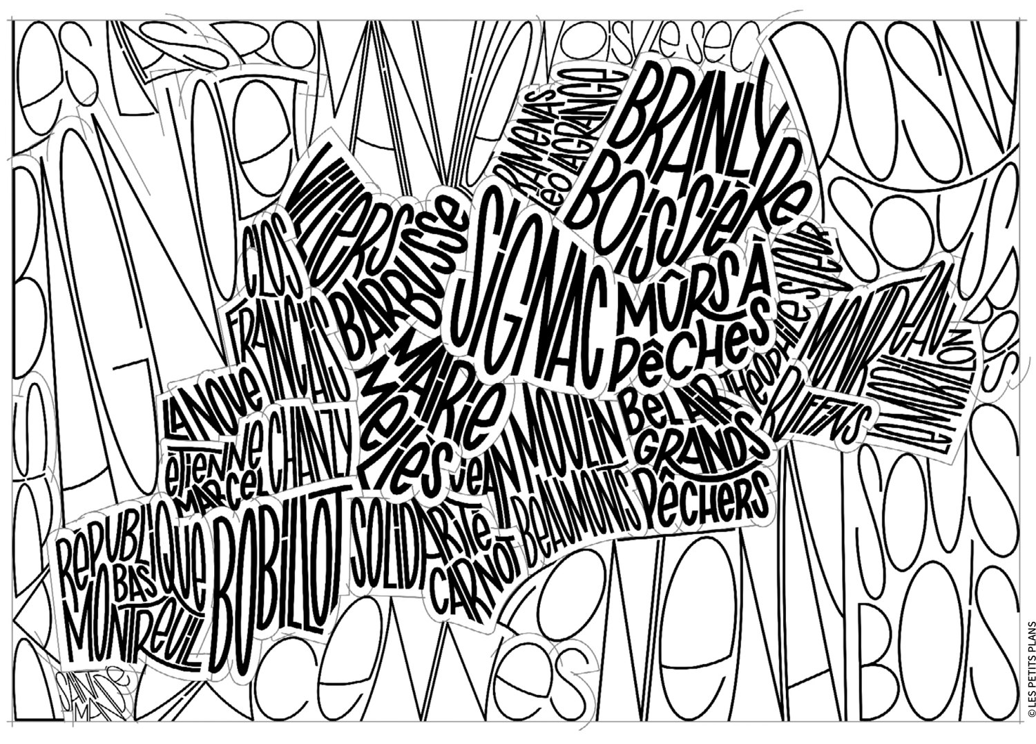 Plan typographique de Montreuil et de ses quartiers, par Les Petits Plans